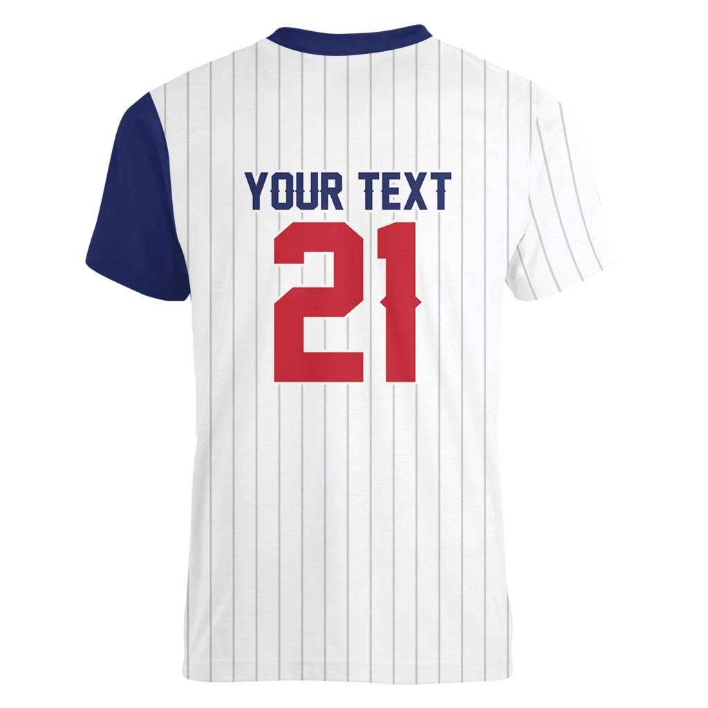 Custom Dripping Baseball Great Britain Women V-Neck T-Shirt