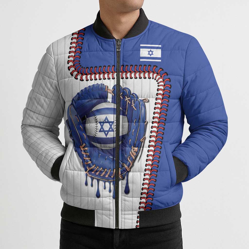 Custom Dripping Baseball Israel Bomber Puffer Jacket