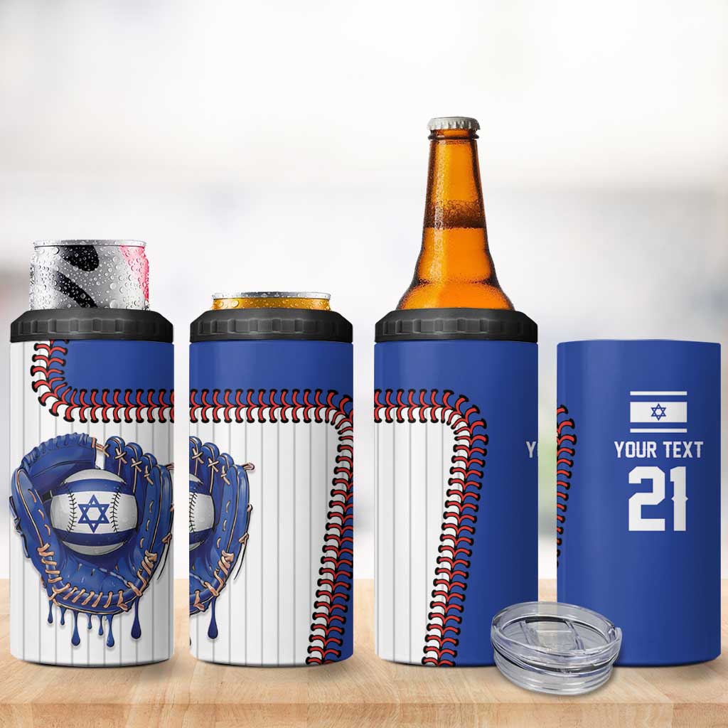 Custom Dripping Baseball Israel 4 in 1 Can Cooler Tumbler