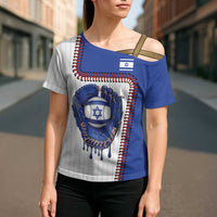 Custom Dripping Baseball Israel Cross Shoulder Shirt