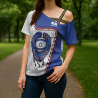 Custom Dripping Baseball Israel Cross Shoulder Shirt