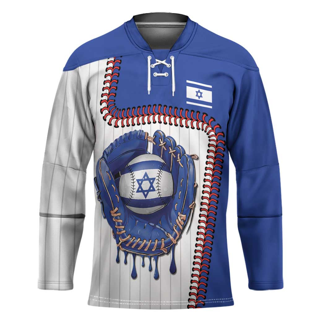Custom Dripping Baseball Israel Hockey Jersey