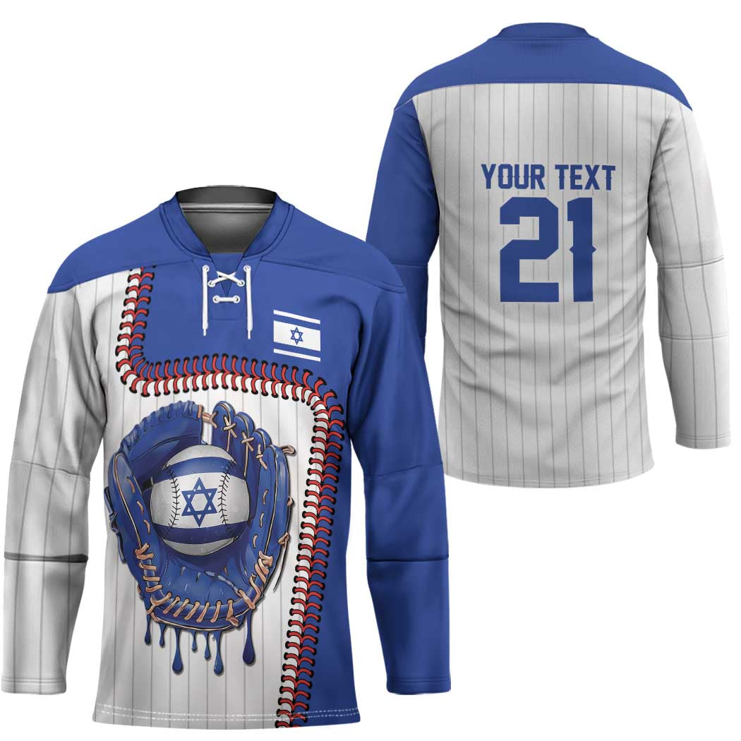 Custom Dripping Baseball Israel Hockey Jersey
