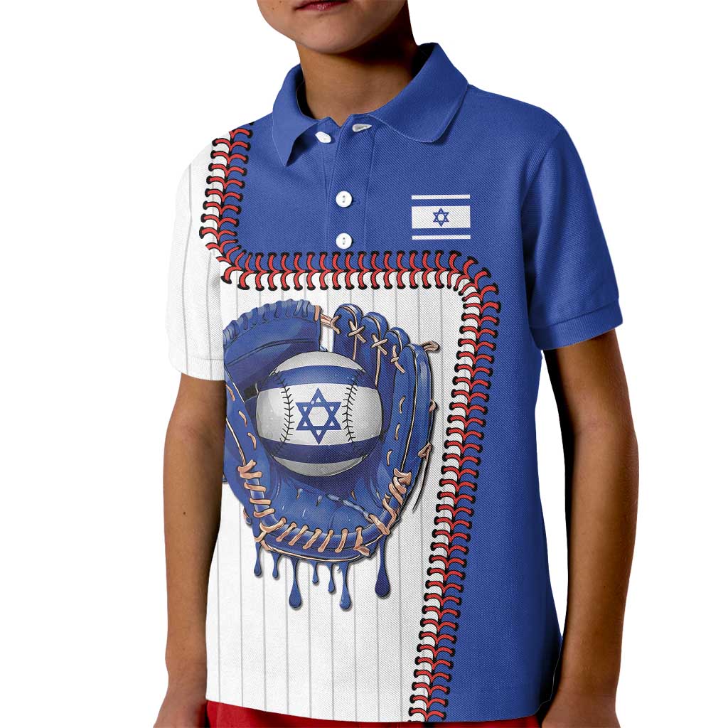 Custom Dripping Baseball Israel Kid Polo Shirt
