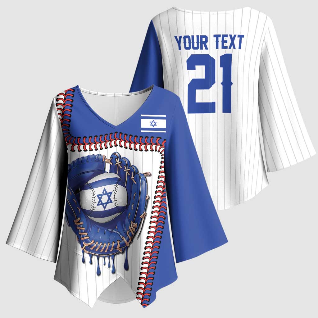 Custom Dripping Baseball Israel Kimono Sleeve Blouse