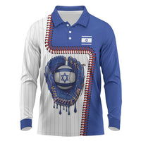 Custom Dripping Baseball Israel Long Sleeve Polo Shirt