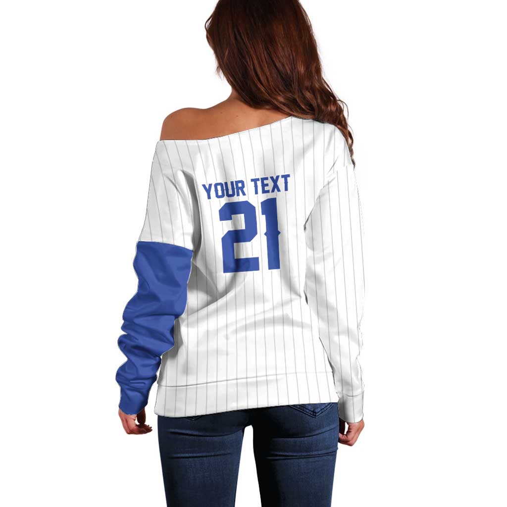 Custom Dripping Baseball Israel Off Shoulder Sweater