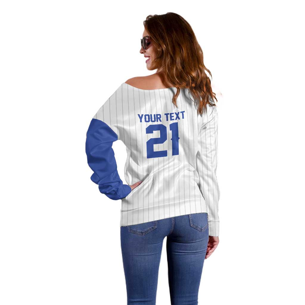 Custom Dripping Baseball Israel Off Shoulder Sweater