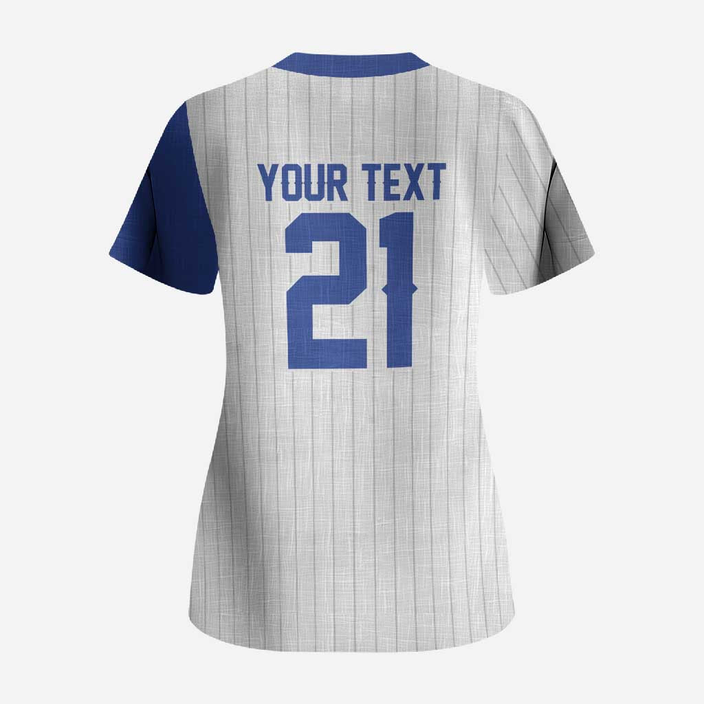 Custom Dripping Baseball Israel Scrub Top