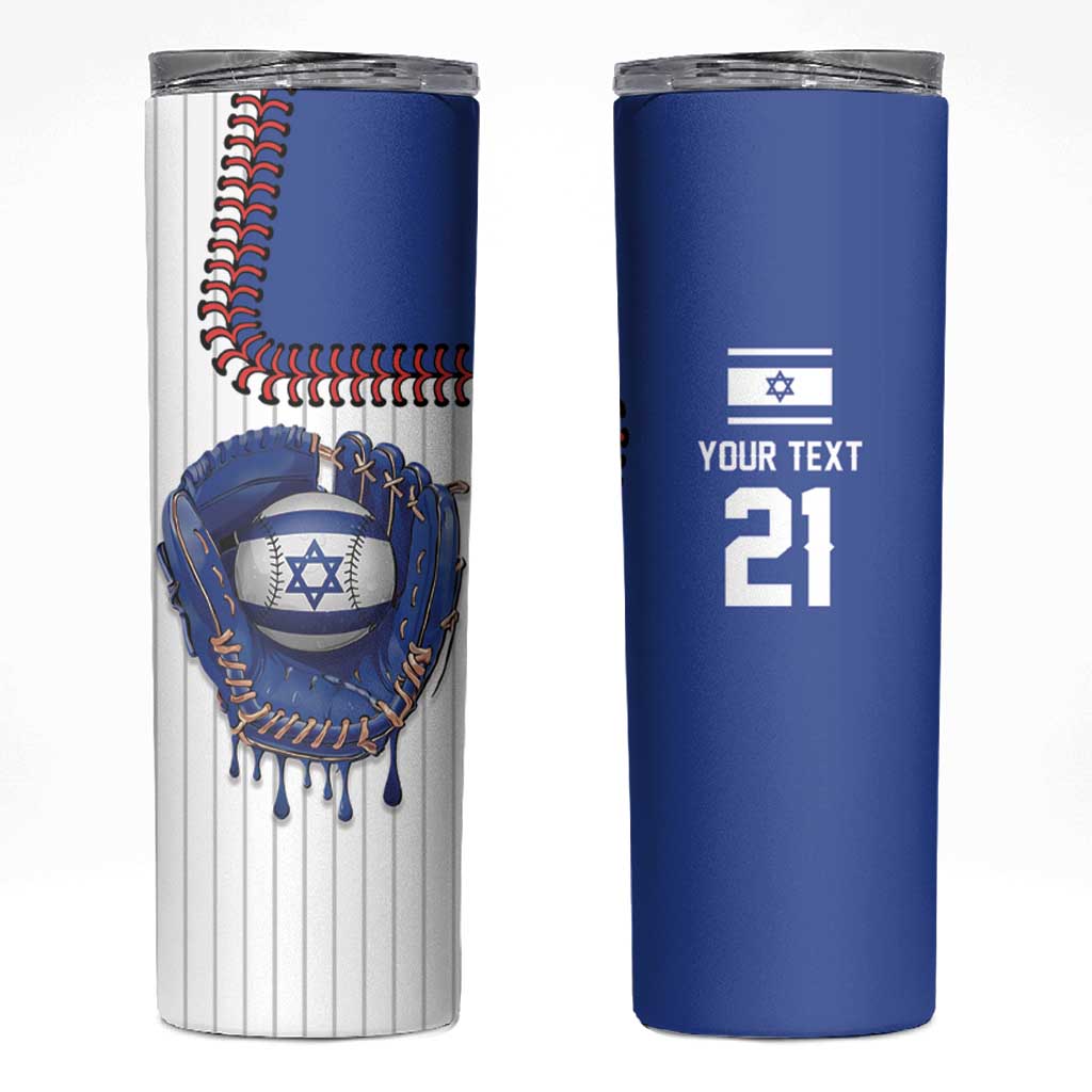 Custom Dripping Baseball Israel Skinny Tumbler