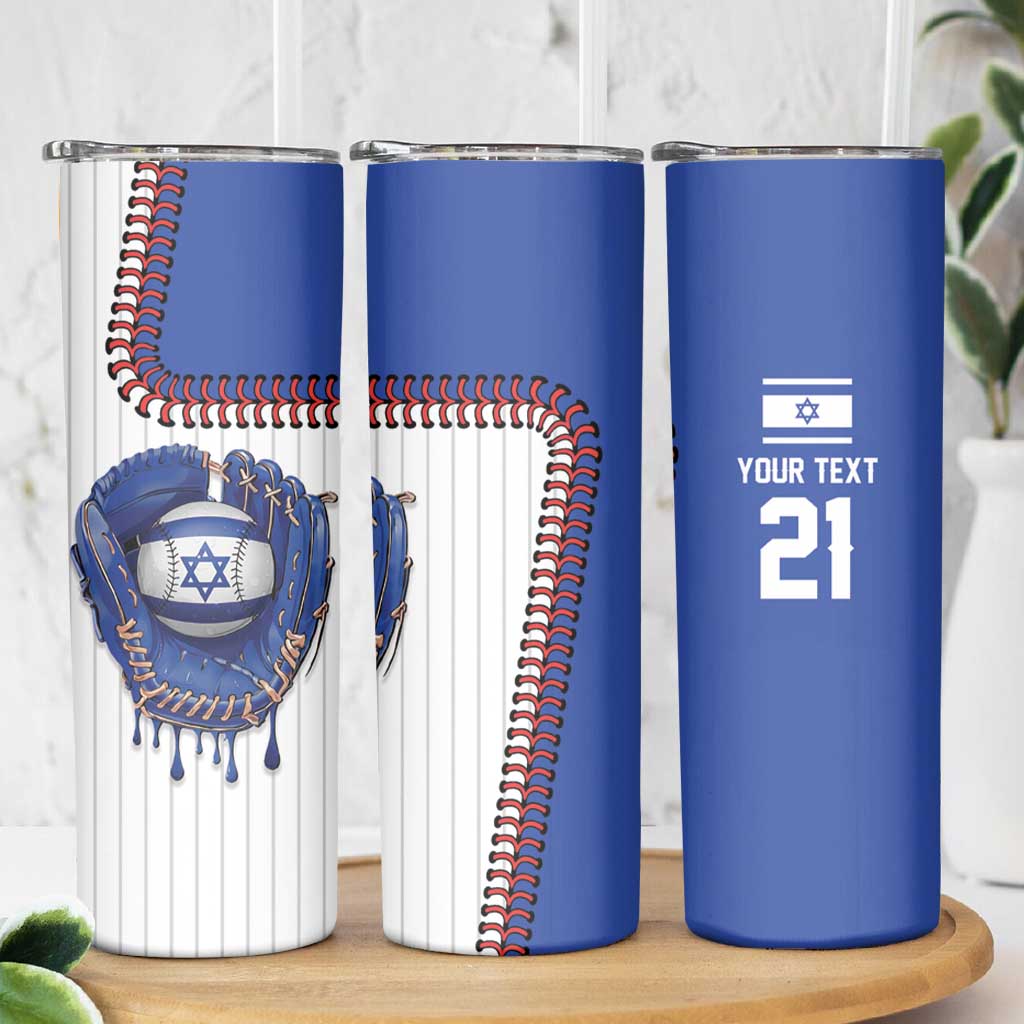 Custom Dripping Baseball Israel Skinny Tumbler