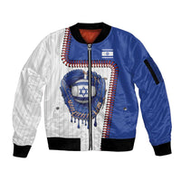 Custom Dripping Baseball Israel Sleeve Zip Bomber Jacket