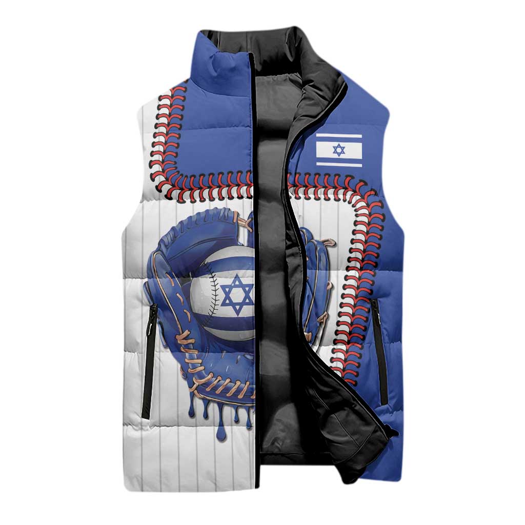 Custom Dripping Baseball Israel Sleeveless Puffer Jacket