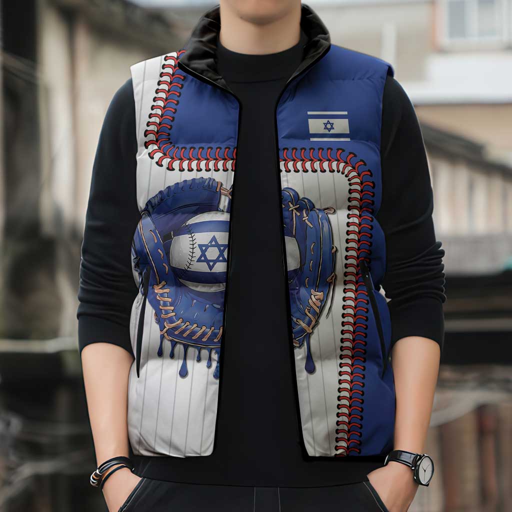 Custom Dripping Baseball Israel Sleeveless Puffer Jacket