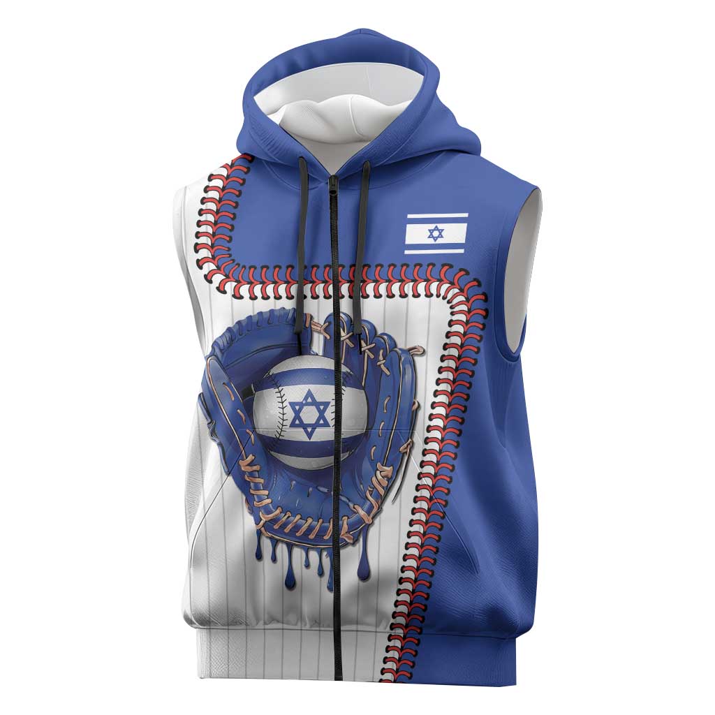Custom Dripping Baseball Israel Sleeveless Zip Hoodie