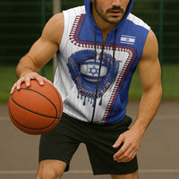 Custom Dripping Baseball Israel Sleeveless Zip Hoodie