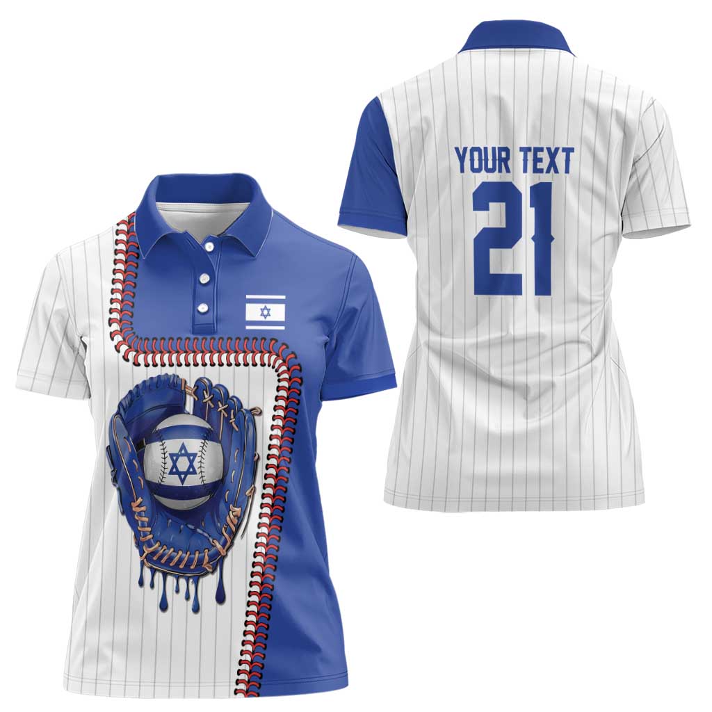 Custom Dripping Baseball Israel Women Polo Shirt