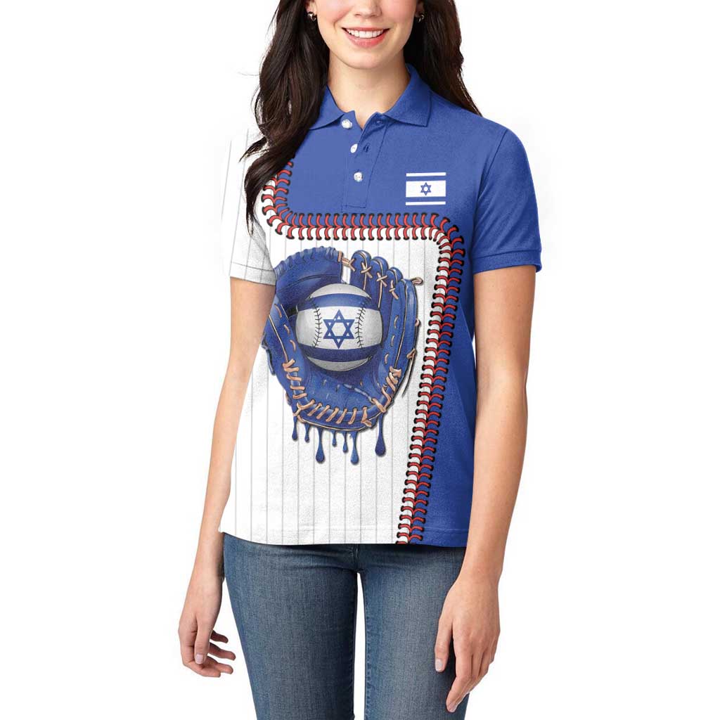 Custom Dripping Baseball Israel Women Polo Shirt