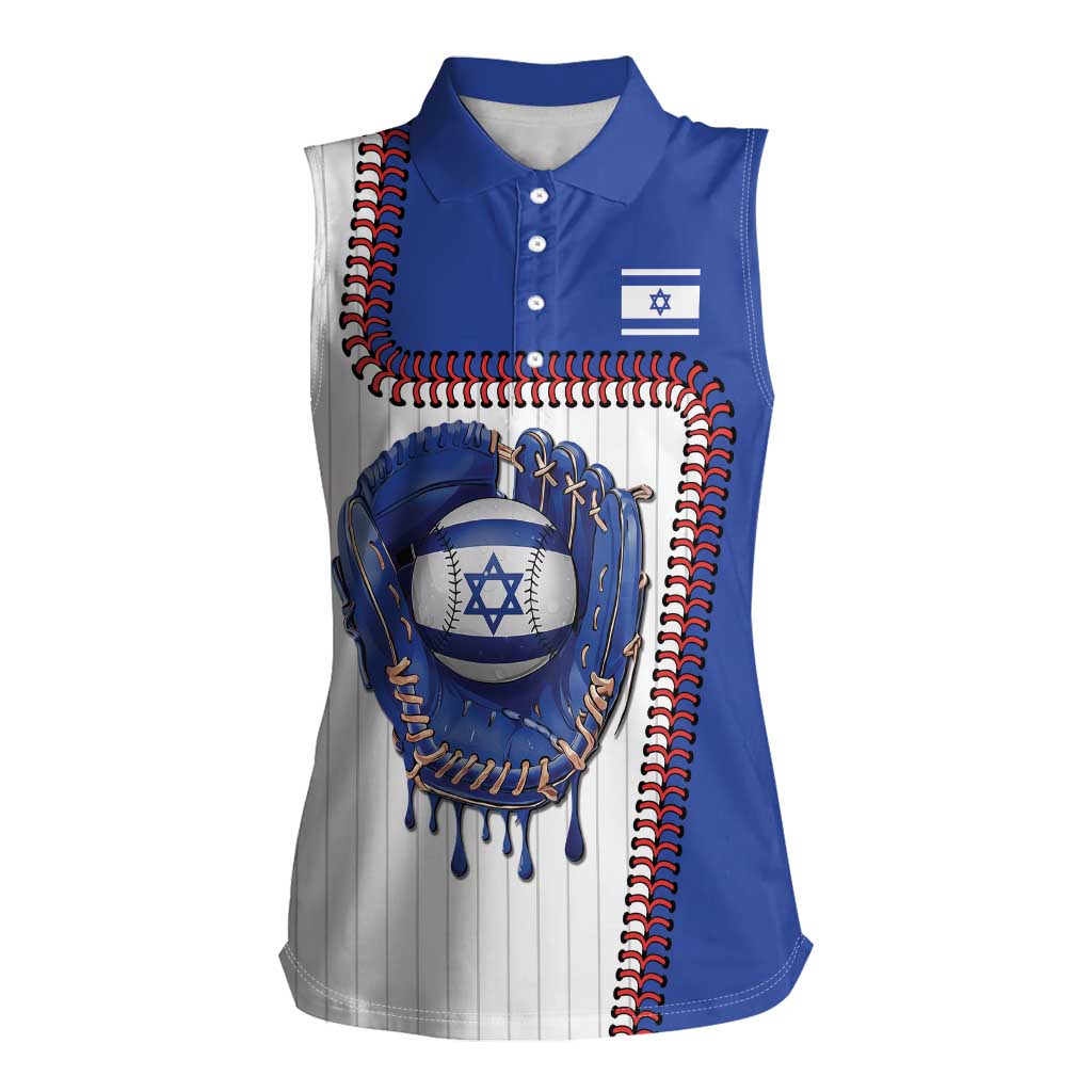 Custom Dripping Baseball Israel Women Sleeveless Polo Shirt