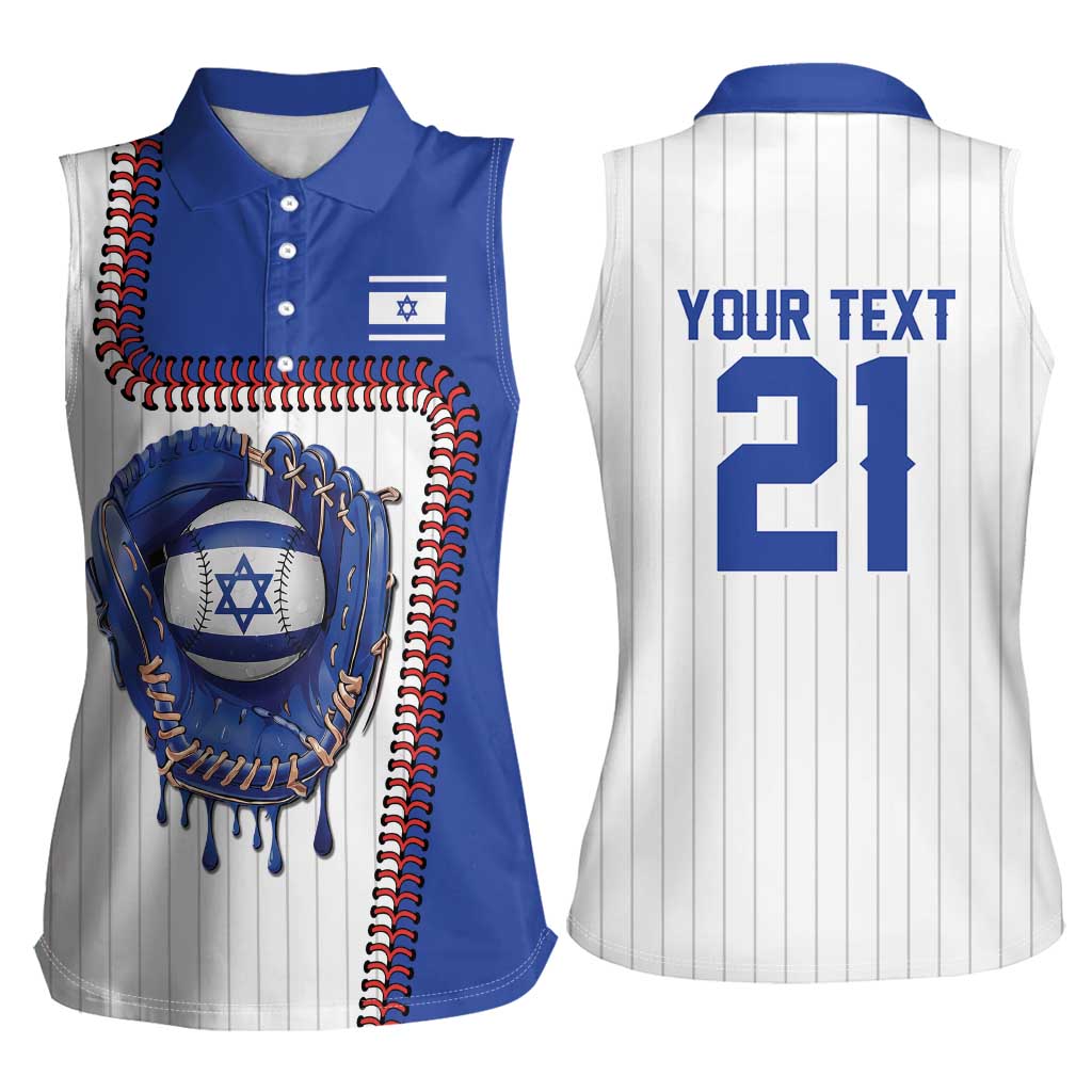 Custom Dripping Baseball Israel Women Sleeveless Polo Shirt