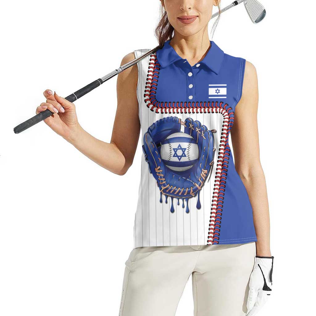 Custom Dripping Baseball Israel Women Sleeveless Polo Shirt