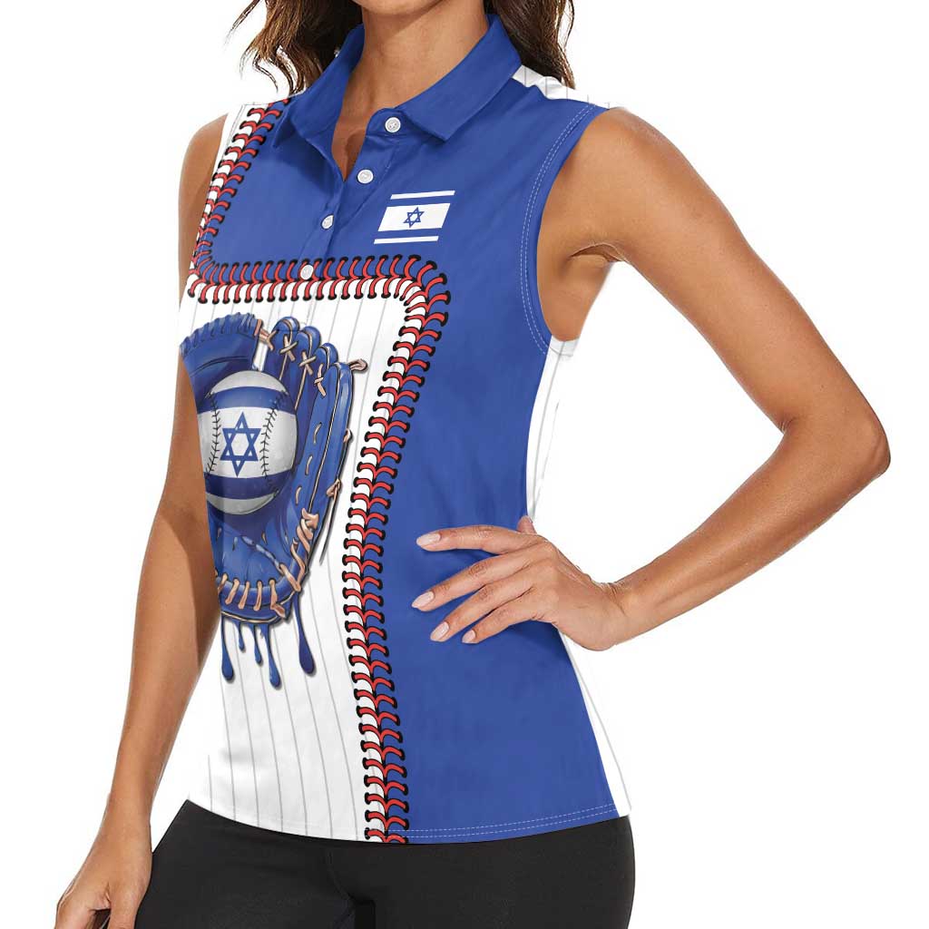 Custom Dripping Baseball Israel Women Sleeveless Polo Shirt
