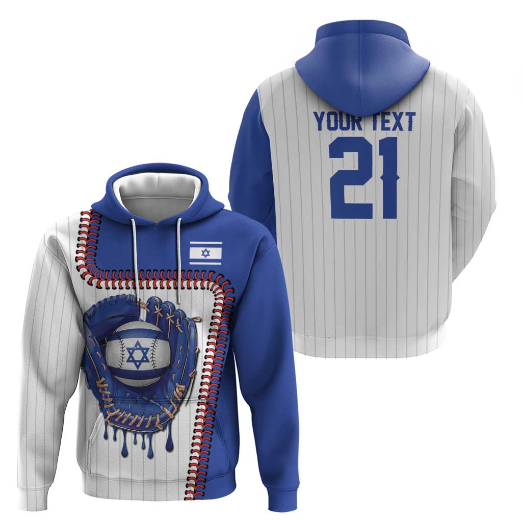 Custom Dripping Baseball Israel Zip Hoodie