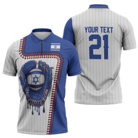 Custom Dripping Baseball Israel Zipper Polo Shirt
