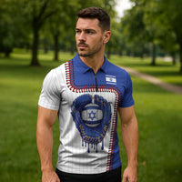 Custom Dripping Baseball Israel Zipper Polo Shirt