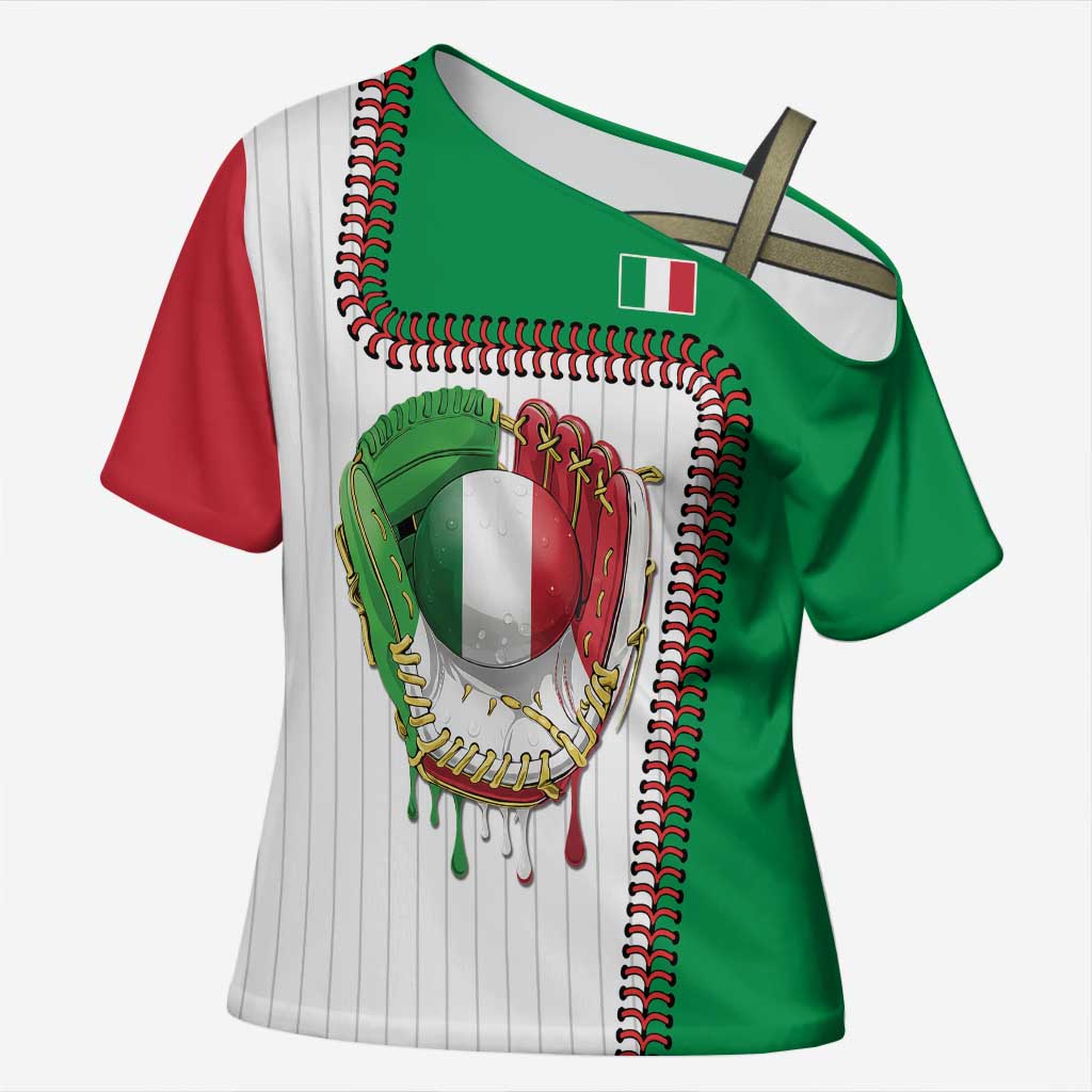 Custom Dripping Baseball Italy Cross Shoulder Shirt