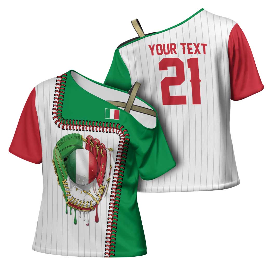 Custom Dripping Baseball Italy Cross Shoulder Shirt