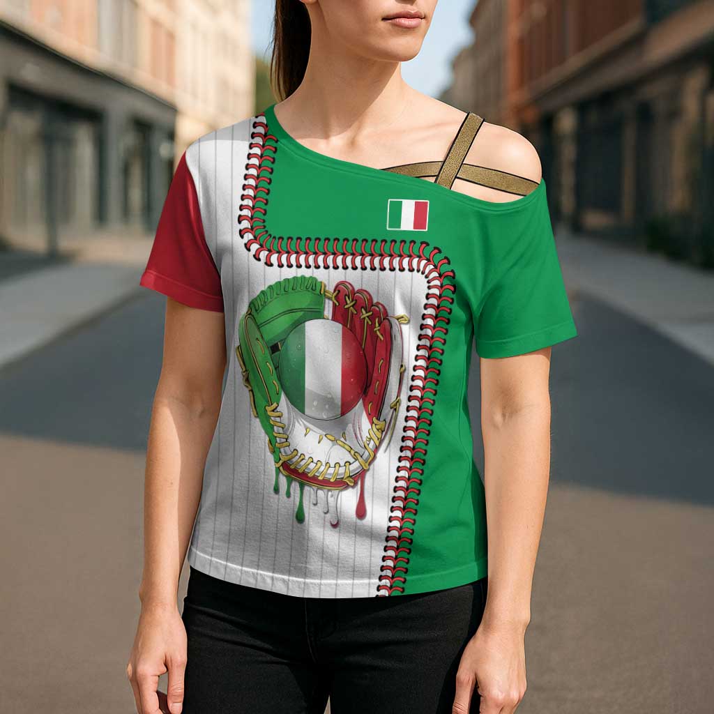 Custom Dripping Baseball Italy Cross Shoulder Shirt