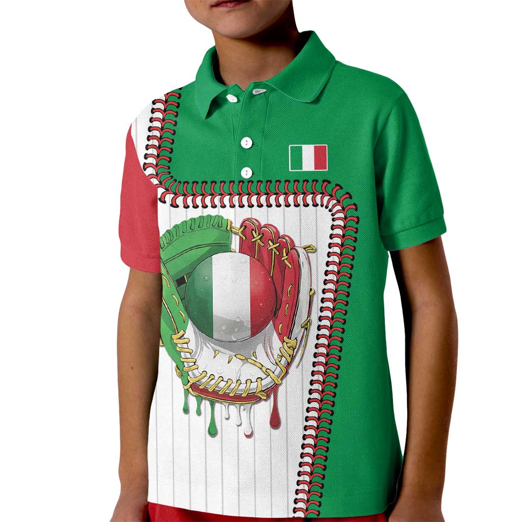 Custom Dripping Baseball Italy Kid Polo Shirt