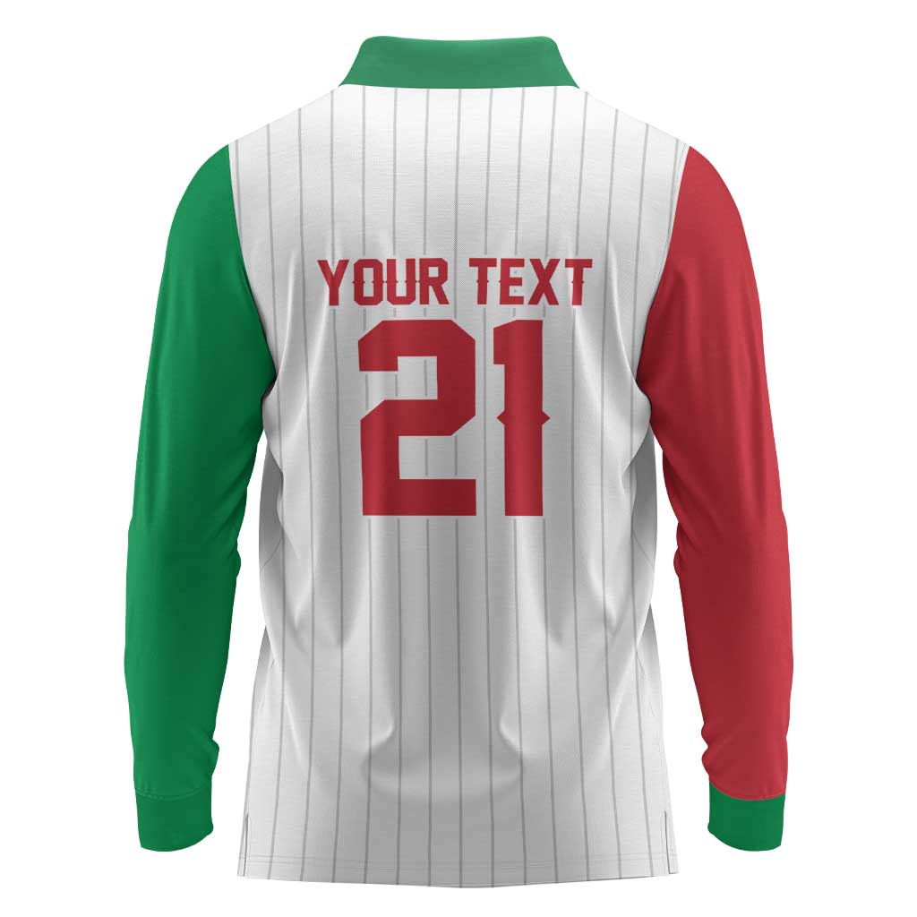 Custom Dripping Baseball Italy Long Sleeve Polo Shirt