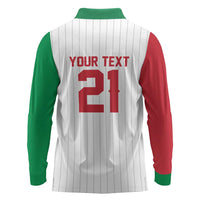 Custom Dripping Baseball Italy Long Sleeve Polo Shirt