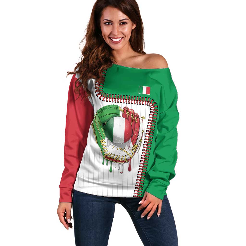 Custom Dripping Baseball Italy Off Shoulder Sweater
