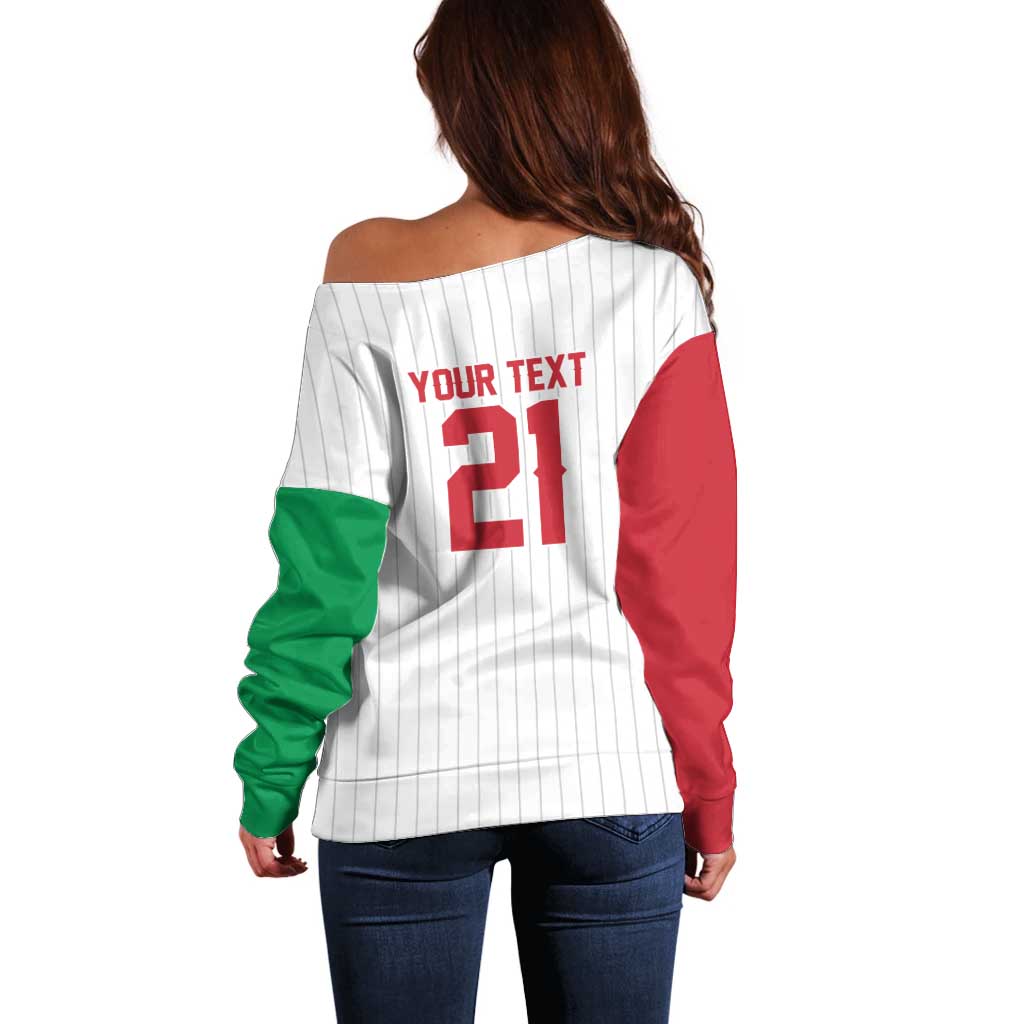 Custom Dripping Baseball Italy Off Shoulder Sweater