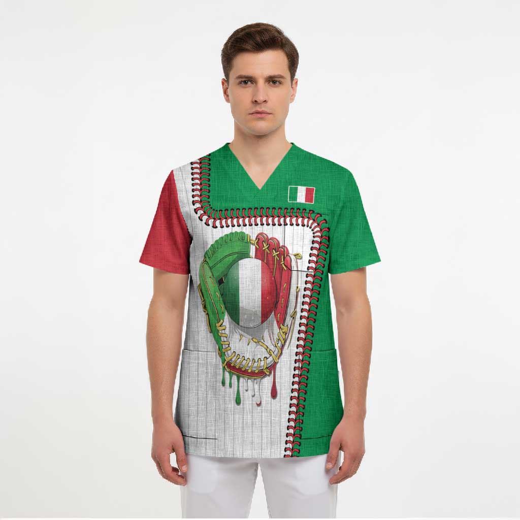 Custom Dripping Baseball Italy Scrub Top
