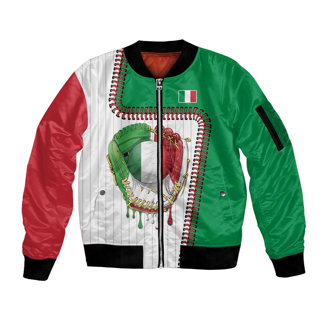 Custom Dripping Baseball Italy Sleeve Zip Bomber Jacket