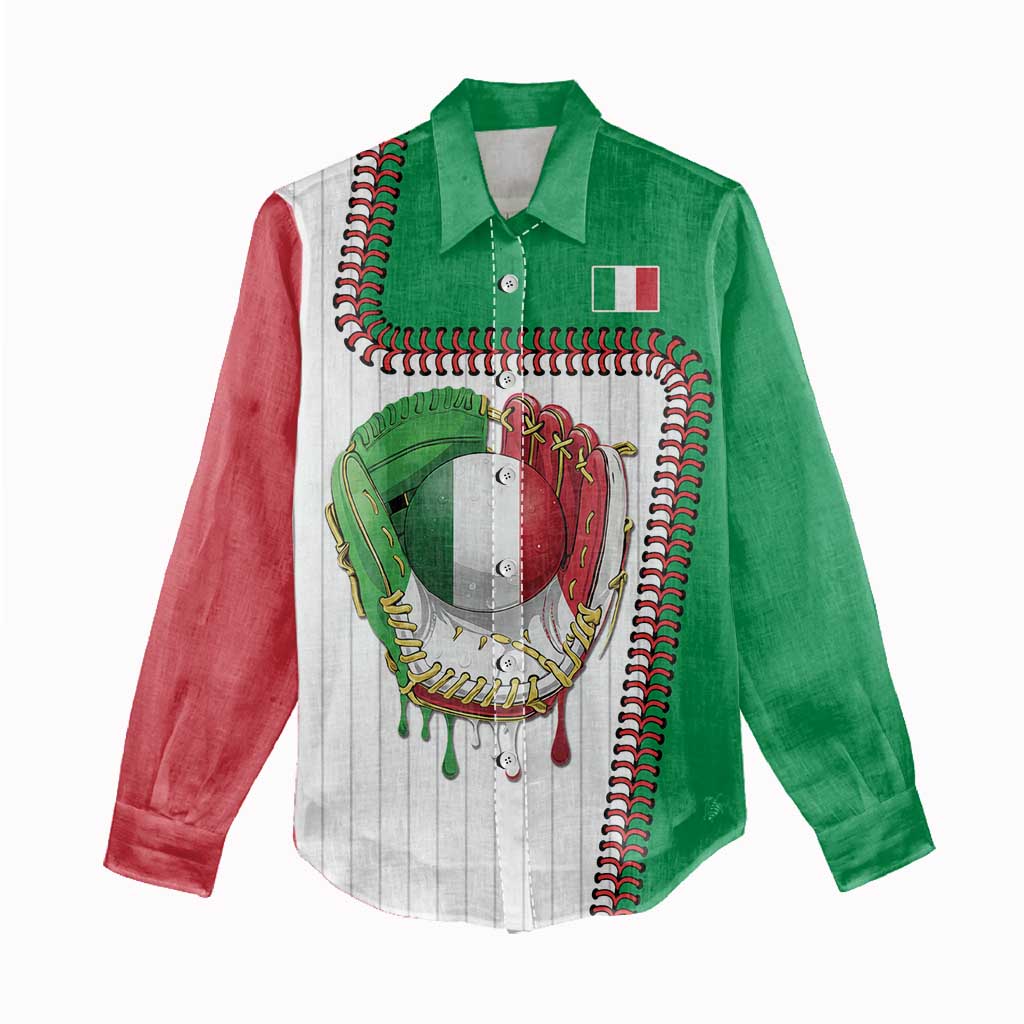 Custom Dripping Baseball Italy Women Casual Shirt