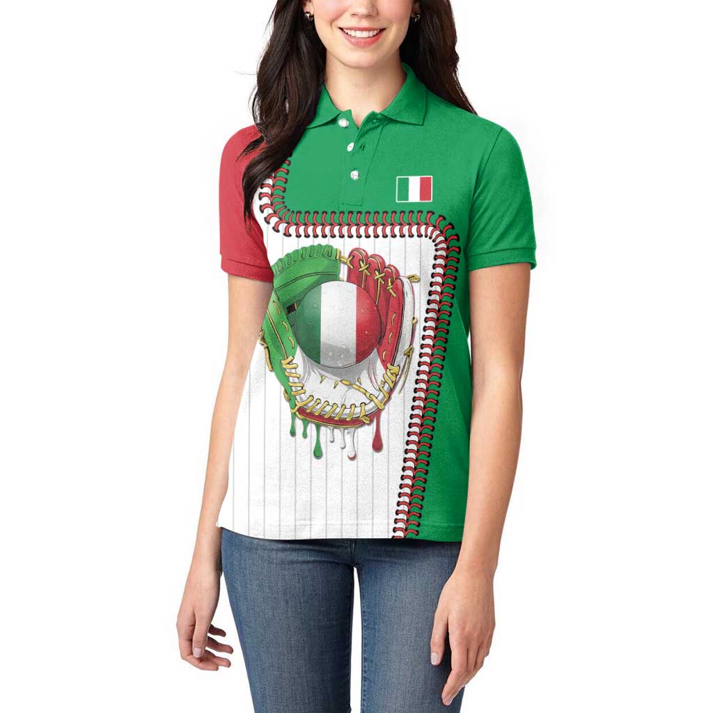 Custom Dripping Baseball Italy Women Polo Shirt
