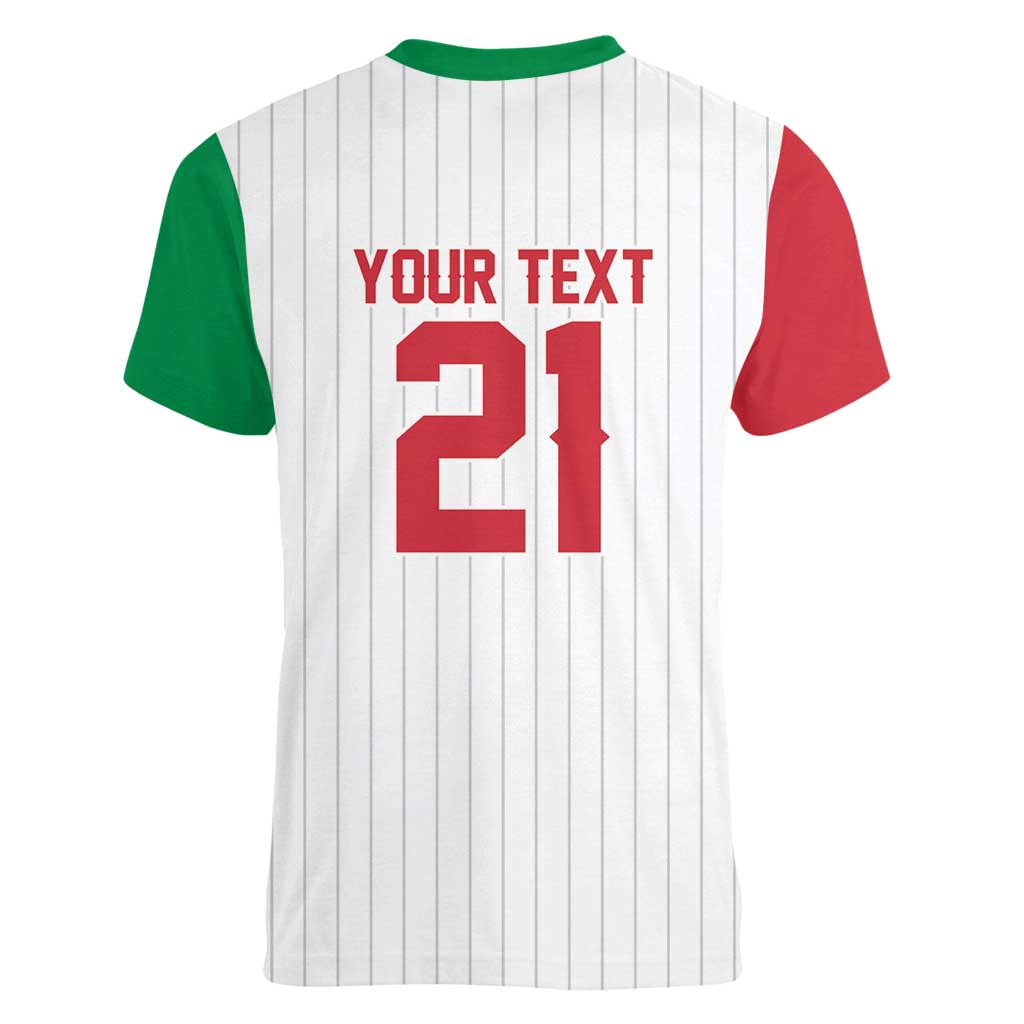 Custom Dripping Baseball Italy Women V-Neck T-Shirt