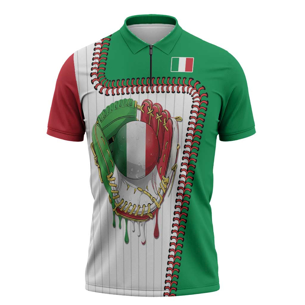 Custom Dripping Baseball Italy Zipper Polo Shirt