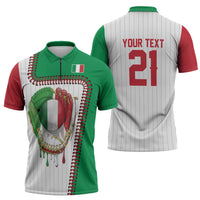 Custom Dripping Baseball Italy Zipper Polo Shirt