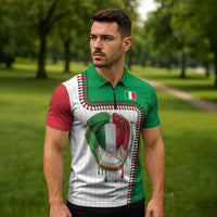 Custom Dripping Baseball Italy Zipper Polo Shirt