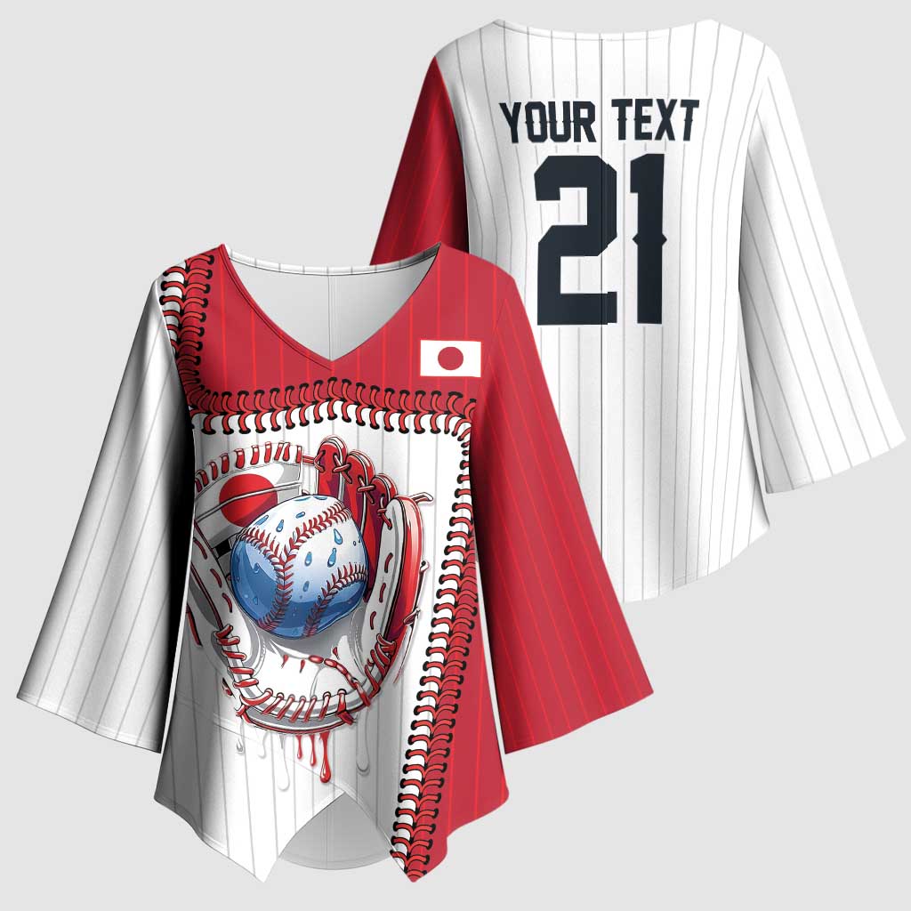 Custom Dripping Baseball Japan Kimono Sleeve Blouse