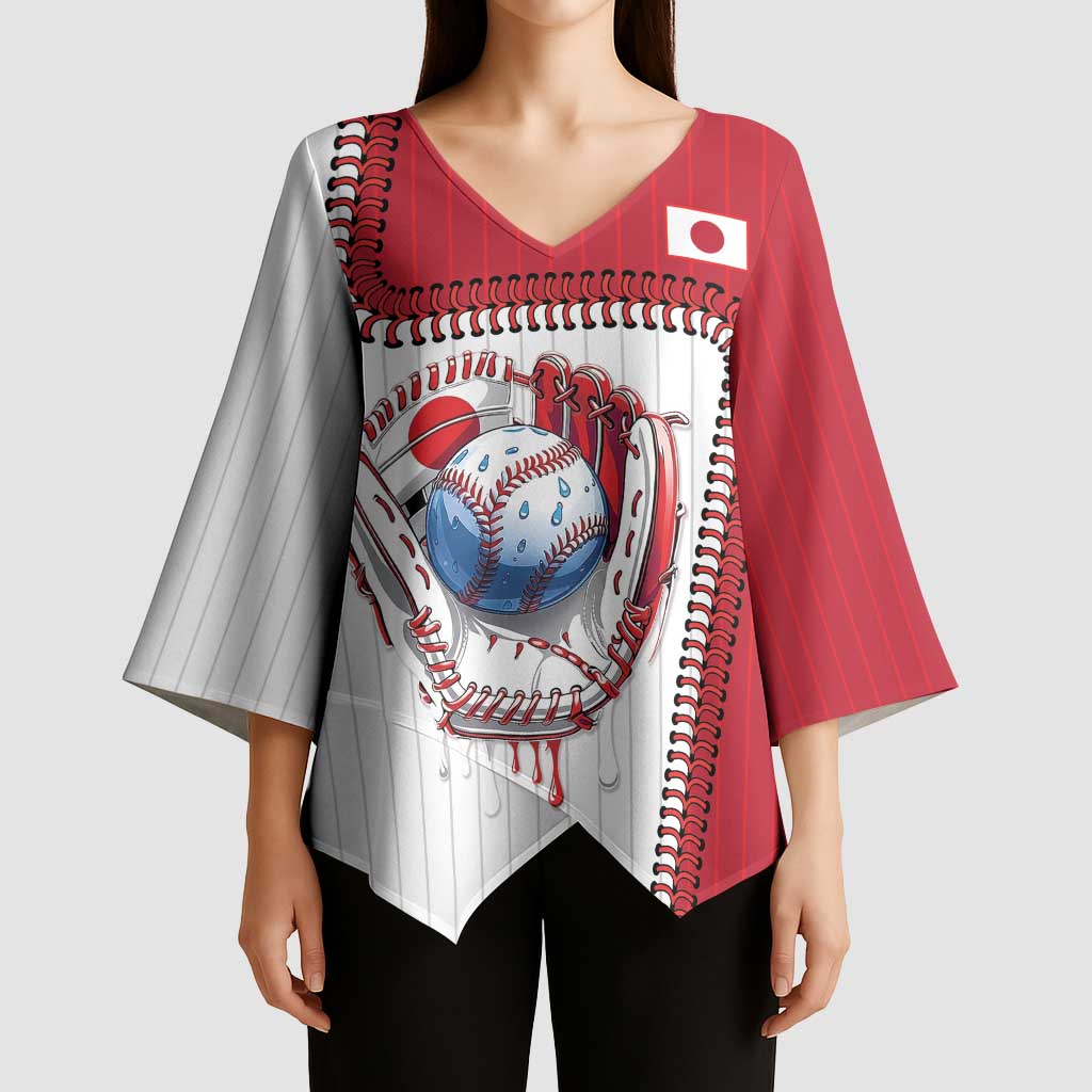 Custom Dripping Baseball Japan Kimono Sleeve Blouse