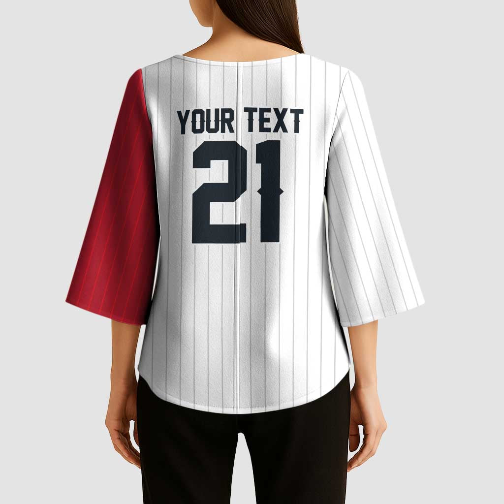Custom Dripping Baseball Japan Kimono Sleeve Blouse