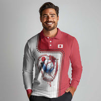 Custom Dripping Baseball Japan Long Sleeve Polo Shirt
