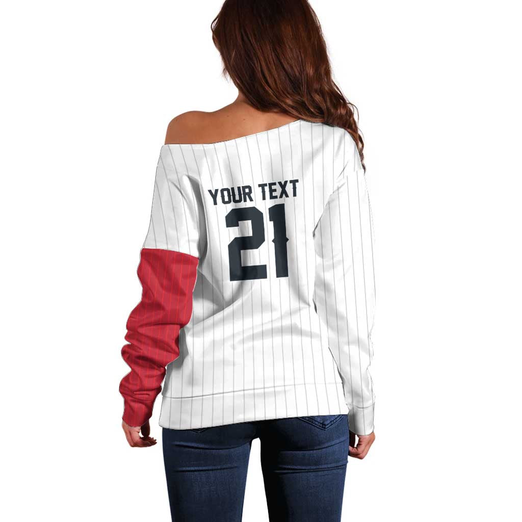 Custom Dripping Baseball Japan Off Shoulder Sweater